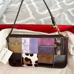 Coach Patchwork Clutch in Purple and Brown